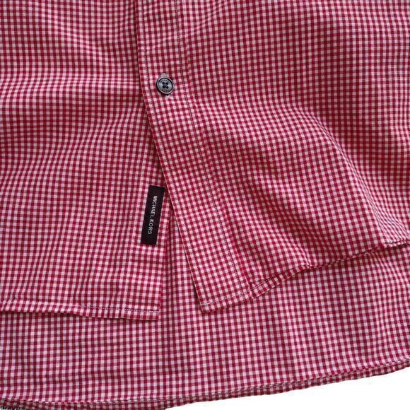 Michael Kors Red Gingham Tailored/Classic Fit Long Sleeve Button Down Size XL - Picture 6 of 9